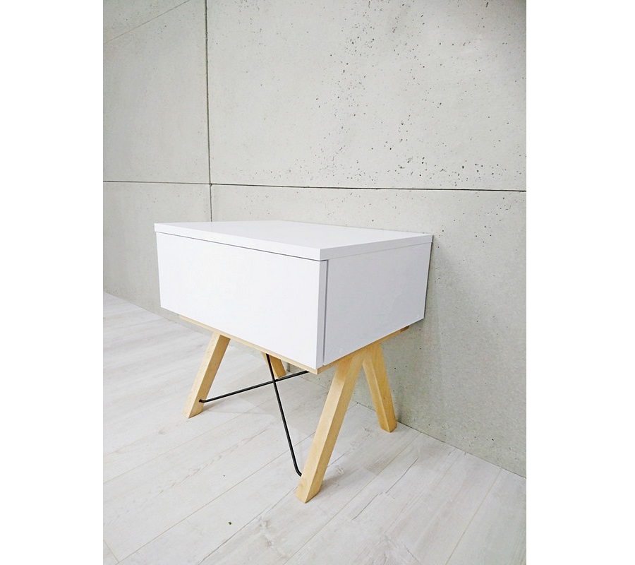 VOXI white bedside cabinet in a scandinavian style